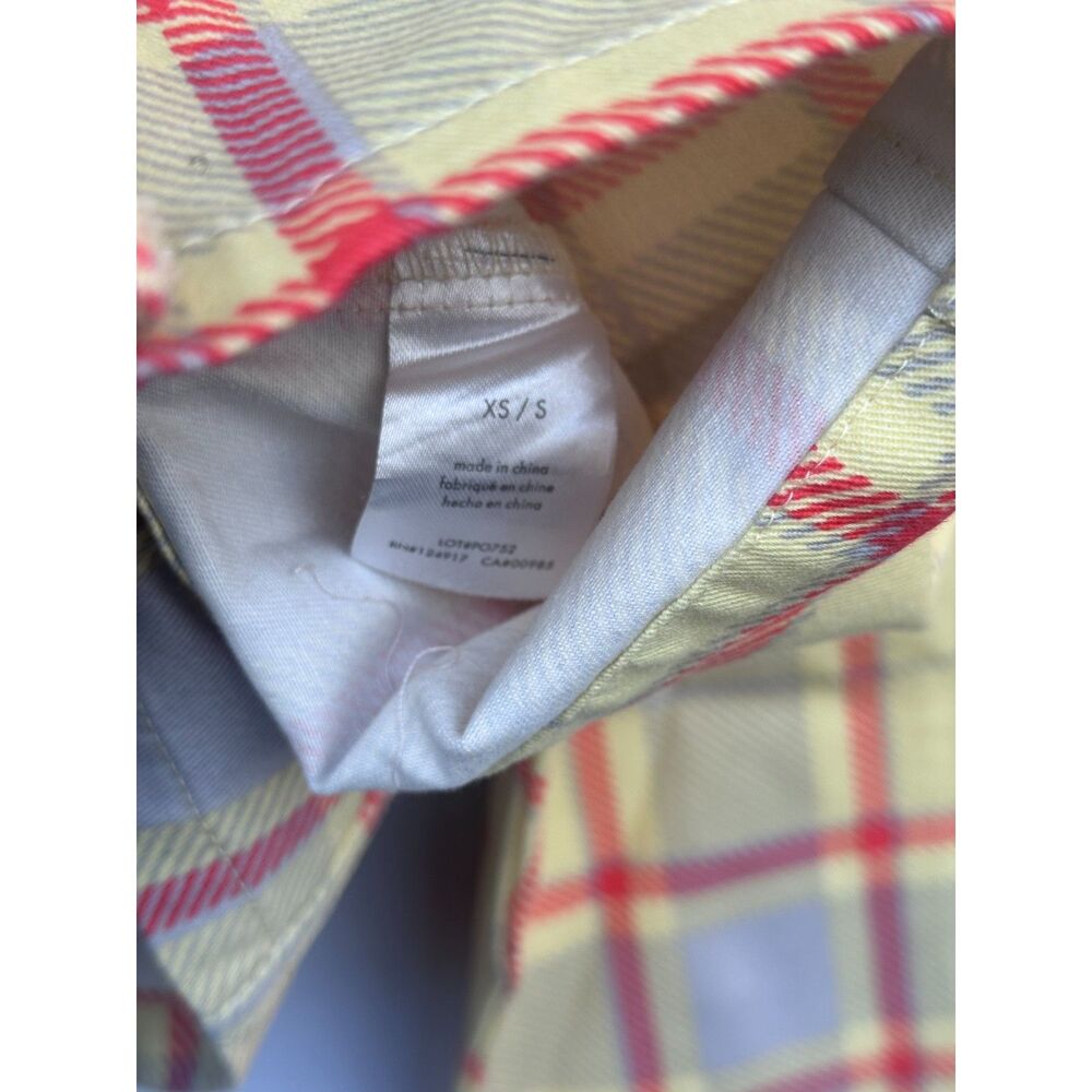 WeWoreWhat Plaid Cropped Jacket XS Yellow Red Cotton Shacket Utility Style - Picture 4 of 13